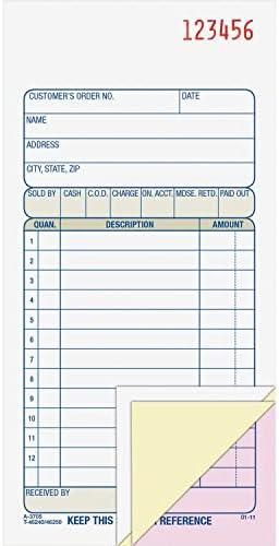 Tops TC3705 Sales Order Book 3-Part 3-11/16-Inch x7-3/16-Inch 50/Book
