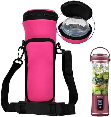 Portable Blender Carrying Bag Case with Lid for Ninja BC151 Blast Portable Blender, Flip Portable Blender Travel Insulated Sleeve with Adjustable Crossbody Strap and Accessory Pocket (Red)