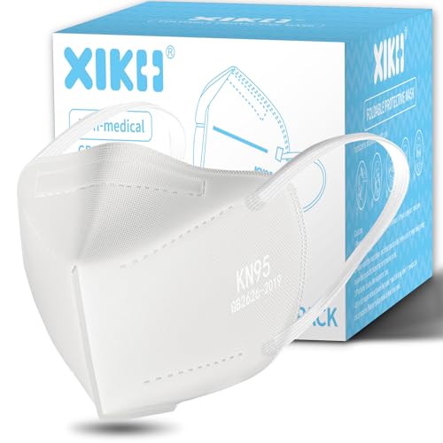 Sengtor KN95 Face Masks 50 Pack 5-Ply Breathable Protection & Extra Wide Elastic Ear Loops Design, 95% Filtration Efficient XIKII Disposable KN95 Masks,White