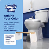 Squatty Potty Stockholm Folding Bamboo Toilet Stool 7" Collapsible, Brown and White, 1 Count