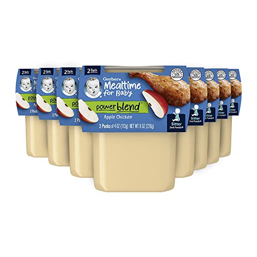 Gerber Baby Food 2nd Foods, Dinner, Apple Chicken Puree, 4 Ounce Tubs, 2-Pack (Pack of 8)