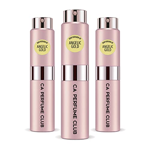 CA Perfume Club Impression of Victoria S. Angelic Gold For Women Replica Version Fragrance Dupes Concentrated Long Lasting Eau de Parfum Spray Refillable Atomizer Bottle 0.27 Fl Oz-X3