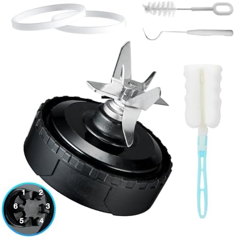 Ninja Blender Blade Replacement 6 Fins Blade Assembly for 16oz Cup, Ninja Replacement Blade Compatible with BL610 BL660 BL663 BL770 BL780 BL740 BL773