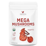 VELOTO Organic Mega Mushroom Powder Blend, 10 in 1 Complex Mushroom Extract Powder Herbal Supplement with Reishi, Cordyceps, Chaga, Lion's Mane, Vegan & More, Sustainably US Grown, Filler Free, 10oz