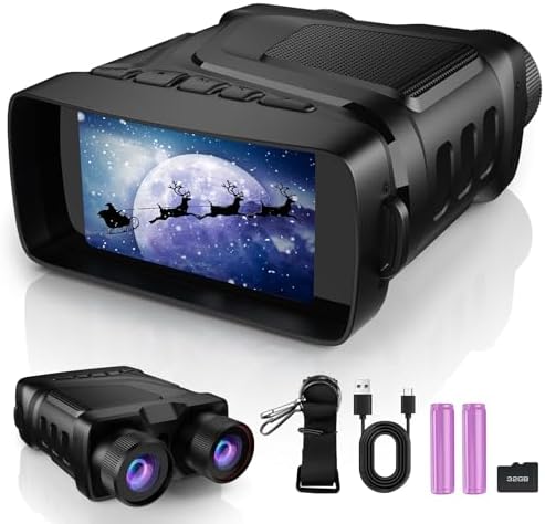 GOYOJO Infrared Night Vision Binoculars, Night Vision Goggles, 3.2'' HD Screen with 10X Digital Zoom, Portable NVG Goggles with 32GB Card to Save Photos and Videos for Hunting Camping