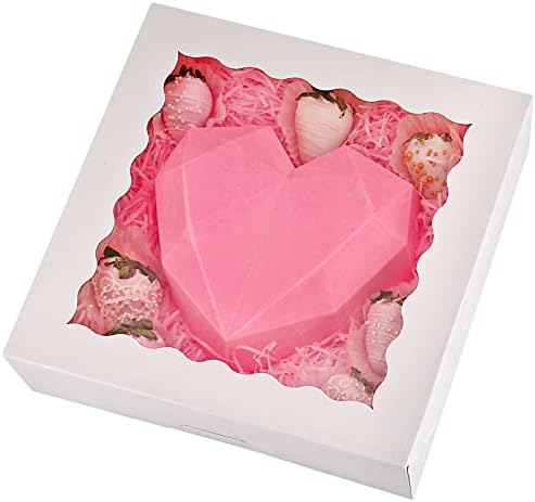 20-Pack Pie Boxes 10" x 10" x 2.5", Cookie Boxes, Bakery Boxes with Window for Muffins, Donuts and Pastries (White)