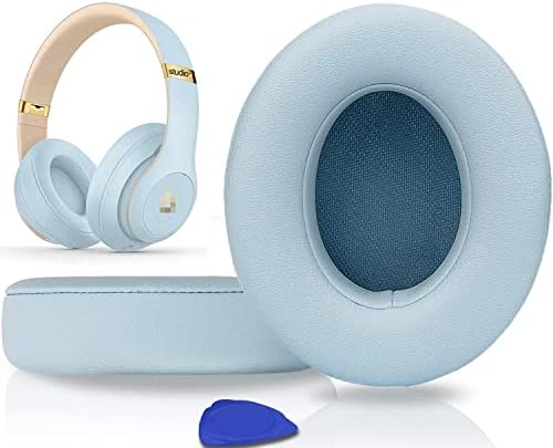 SoloWIT Replacement Ear Pads Cushions for Beats Studio 2 & Studio 3 Wired & Wireless Headphones, Earpads with Soft Protein Leather, Noise Isolation Memory Foam, Added Thickness - Crystal Blue
