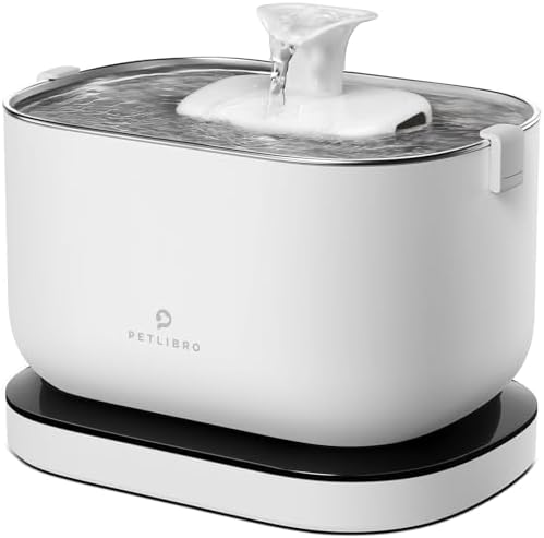 PETLIBRO Cordless Cat Water Fountain, Rechargeable Battery Operated Wireless Pet Water Fountain, 2.5L/84oz Cat Water Dispenser for Drinking with Quiet Pump Stainless Steel Tray Easy Clean BPA-Free