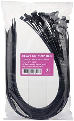 Large Zip Ties Heavy Duty Big Cable Ties Extra Long Tie Wraps Black 26 Inch 60 Pieces