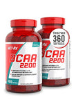 MET-Rx BCAA 2200 Amino Acid Supplement, Supports Muscle Recovery, 180 Softgels, 2 Pack (360 Total Count)