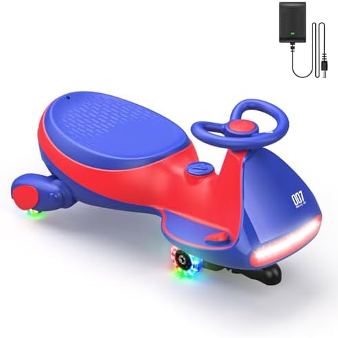 FanttikRide 12V N7 Pro Electric Wiggle Car with Pedal, Rechargeable Battery, CyberWiggle, 2 in 1 Swing Car, 2 Speed, Anti-Rollover, Flashing Wheels, Bluetooth, for Ages 3 and Up, 150 Lbs, Blue