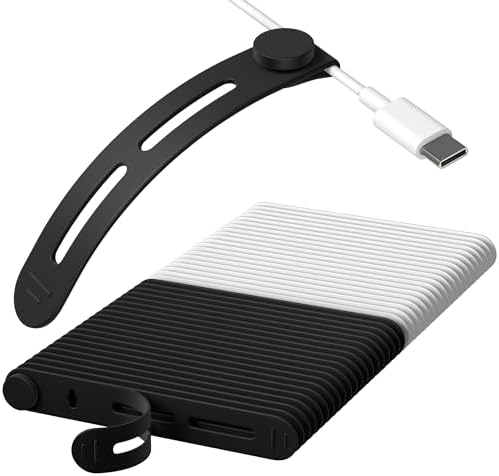 40Pcs Nearockle Reusable Cable Ties, Adjustable Silicone Cord Organizer Small Zip Ties for Charging Cords Earphone Computer Wire, Office Desk Cable Management Travel Accessories(White&Black)