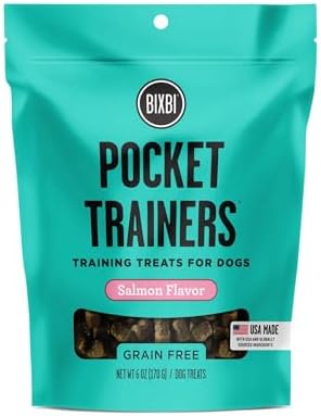 BIXBI Pocket Trainers, Salmon (6 oz, 1 Pouch) - Small Training Treats for Dogs - Low Calorie and Grain Free Dog Treats, Flavorful Pocket Size Healthy and All Natural Dog Treats