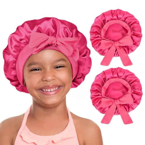 YANIBEST 2 PCS Baby Bonnet Silk Satin Bonnet for Kids Sleeping Cap Curly Natural Hair Silk Bonnets for Girls Boys Infant