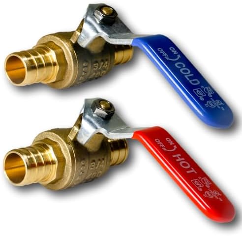 20 Pieces 3/4" Pex Ball Valve Hot and Cold, 24-2-3&4=20X (20 Packs)