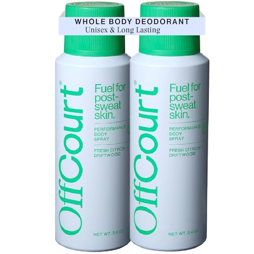 OffCourt - Natural Deodorant Body Spray for Men and Women - Aluminum Free - Whole Body Deodorant for Women and Men - Fresh Citrus and Driftwood Scent, 3.4 Ounce (Pack of 2)