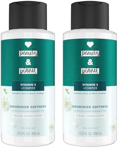 Love Beauty and Planet Conditioner with Vitamin E Coconut Milk & White Jasmine for Curly Hair & Natural Definition, Sulfate, Silicone, & Paraben Free. Cruelty-Free. 13.5 oz (Pack of 2)