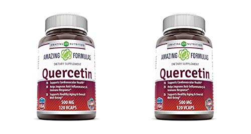 Amazing Formulas Quercetin 500 Mg, 120 VCaps - Dietary Supplement, Vegan Capsules, Non-GMO, Gluten Free - Optimal With A Balanced Diet and Regular Exercise
