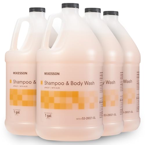 McKesson Body Wash and Shampoo with Aloe, 1 Gallon [4 Count] Bulk, Apricot