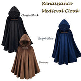 LMYOVE Men Hooded Cloak, Full Length Adult Medieval Renaissance Costume with Hood, Velvet Cape Halloween Dress Up, Brown