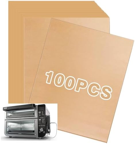 Air Fryer Liners for Ninja DCT451 12-in-1 Smart Double Oven, 100pcs Disposable Parchment Paper Sheets for Ninja Air Fryer Oven