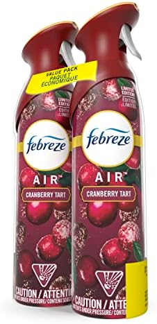 Febreze Cranberry Tart Christms Scented Air Freshener, Twin Pack, Odor Fighter Spray Holiday Air Freshener, Limited Edition-Winter Collection, 8.8 Oz Each