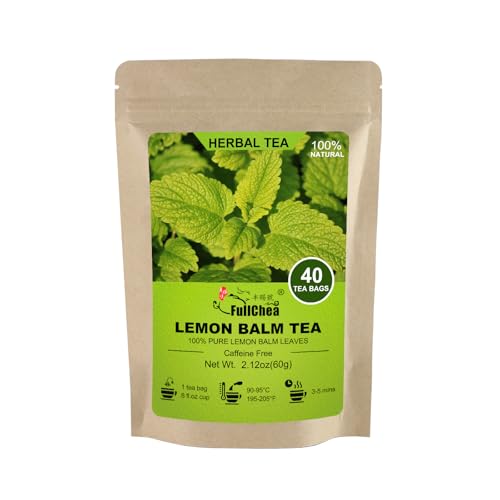 FullChea - Lemon Balm Tea Bag, 40 Teabags, 1.5g/bag - Premium Lemon Balm Herb - Melissa Officinalis - Non-GMO - Caffeine-free - Promotes Relaxation & Support Digestion
