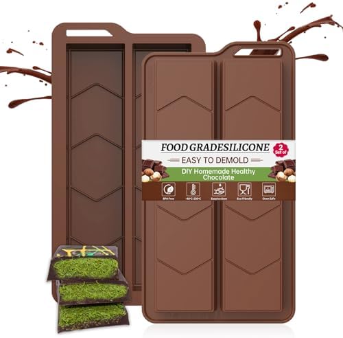 Deep Dubai Chocolate Bar Molds Silicone Chocolate Mold, Thick Pistachio Chocolate Mold, Large Kunafa Milk Chocolate Candy Bar Molds for Baking Homemade Snacks (2 Pcs)