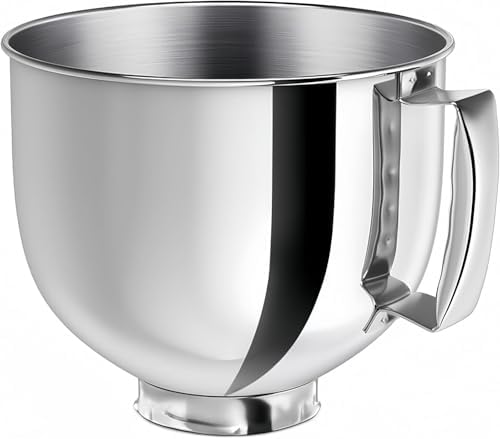 5 QT Stainless Steel Mixer Bowl Compatible With KitchenAid TILT-HEAD Stand Mixers 4.5-5 Quart,5QT Large Capacity,Kitchenaid Mixer Bowl,Stainless Steel Polished,Dishwasher Safe.