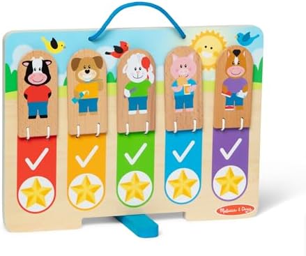 Melissa & Doug Wooden My Daily Day and Night Routines Chart for Boys and Girls 3+ - FSC Certified