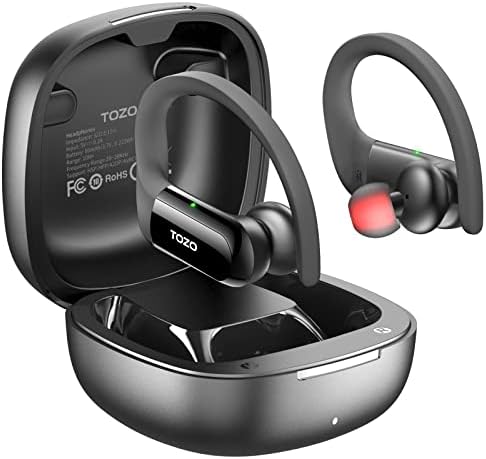 TOZO T5 Bluetooth Headphones True Wireless Earbuds Sport Earphones Touch Control Headset with Wireless Charging,Bass Stereo,Sweatproof for Running Gym Workout
