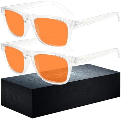 HMITY 2 pack Blue Light Glasses Men Woman, Computer Gaming Glasses Men, Blue Ray Filtering Amber Lens Anti Eye Strain