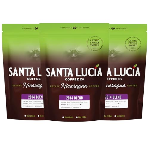 Specialty Volcanic Nicaraguan - 2014 Bold Dark Roast Coffee, Rich & Intense, Low Acid, 91 Point, SHG, Small Batch Roasted, Farm Direct, 100% Single-Origin | Santa Lucia | Whole Bean, 3 Pounds (3-16oz)