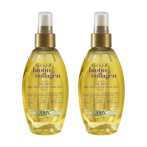 OGX Thick & Full Biotin & Collagen Weightless Oil Mist, 4 Fl Oz, 2 Pack