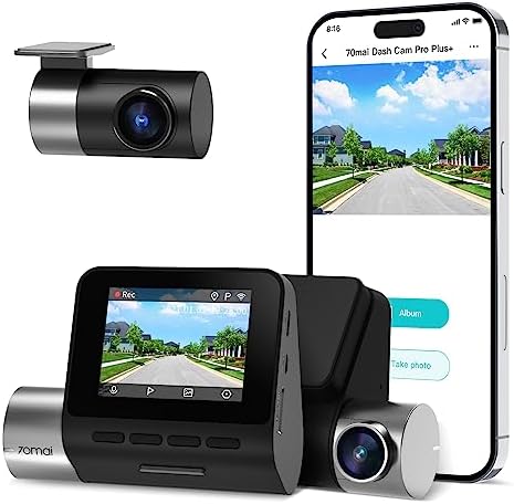 70mai 2.7K UHD Dash Cam Front and Rear A500S, Dual Dash Camera for Cars, Dashcam with APP, Sony IMX335, ADAS, Built-in WiFi GPS, 2'' IPS Screen, WDR, Night Vision, 24/7 Parking Mode, Loop Recording