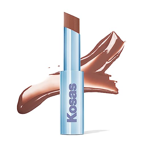 Kosas Wet Stick Moisturizing Shiny Sheer Lipstick with Ceramides, Hyaluronic acid, Peptides and Mango Butter - Soothes, Softens, and Moisturizes Lips – 100 Degrees