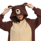 Wishliker Unisex Adult Onesie Bear Costume Halloween Christmas Cosplay Animal Cartoon Pajamas