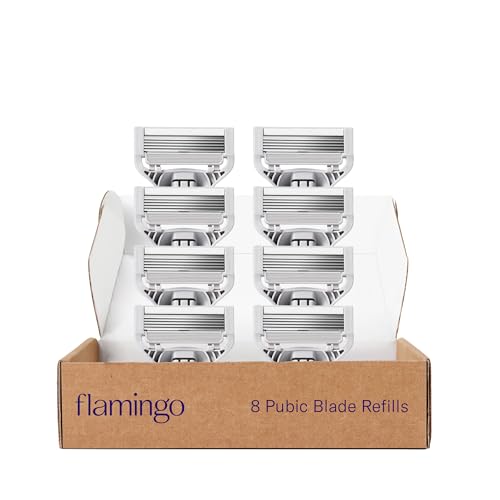 Flamingo Pubic Women’s Razor Refill Cartridges - For Bikini Line Hair Removal - 8 Count