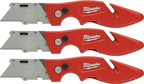 Milwaukee 48-22-1901F Fastback Utility Knife with Wire Stripping Compartment, and Gut Hook (3 Pack of 48-22-1901)