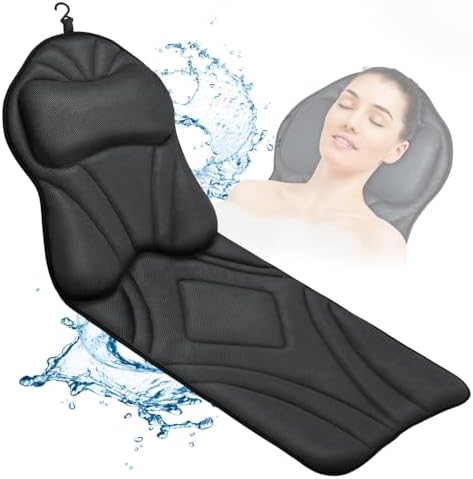 Full Body Bath Pillow for Bathtub, Luxury Bath Gifts for Women Thick Bathtub Cushion for Soaking Tub with Laundry Bag, Bathtub Pillow Luxury Bathtub Pillows for Head,Neck & Back,Spa (Grey)