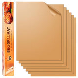 SKYBD Copper Grill Mats for Outdoor Grill（Set of 6), Nonstick & Easy to Clean BBQ Grilling Sheets, Reusable & Heavy Duty Mats Works on Outdoor Gas, Electric, Charcoal Grill