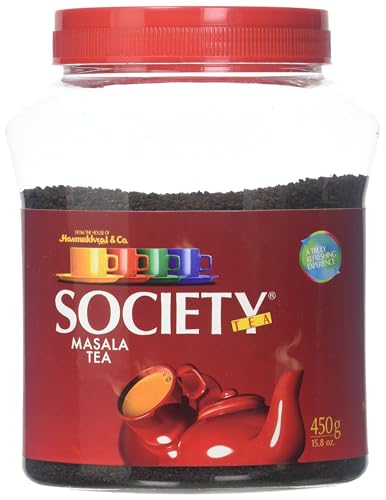 Society Masala Tea 16 Oz with Ginger, Clove Bud, Lemongrass, Black Pepper & Cardamom, 100% Natutal Spices, Masala Spiced Chai, Traditional Masala Tea, Strong & Robust Blend, No Gluten, 450 grams