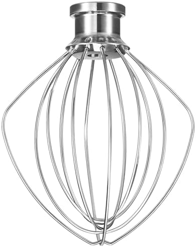 Stainless Steel Whisk Attachment Fits KitchenAid, 6 Wire Whip for 4.5 5 Quart KitchenAid Tilt-Head Stand Mixer，K45WW Kitchen Aid Accessories and Attachments Replacement Parts, Dishwasher Safe