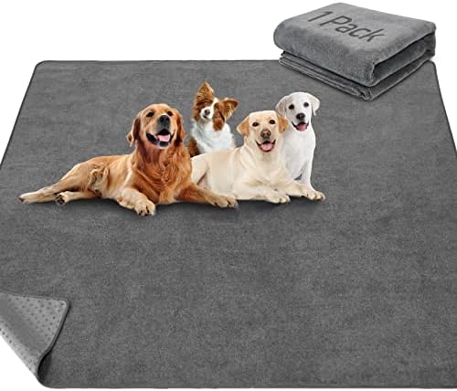 LOOBANI Non-Slip Washable Pee Pad for Dogs, 1 Pack Extra Large Reusable Dog Mat for Floor, Fast Absorbent Pet Whelping Pads, Puppy Playpen Mat for Incontinence, Housebreaking, Crate, 52x82in, Gray