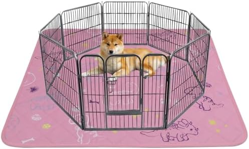 IEUUMLER Washable Pee Pads for Dogs, 1 Pack Non-Slip & Waterproof Pack Whelping Pad, Reusable Washable Puppy Potty Training Pad with Fast Absorbent for Playpen EU007 (Pink Dinosaur, 63"X63"-1pcs)