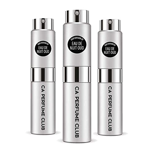 CA Perfume Impression of Eau De Nuit Oud For Men Replica Version Fragrance Dupes Concentrated Long Lasting Eau de Parfum Spray Refillable Atomizer Bottle 0.27 Fl Oz-X3