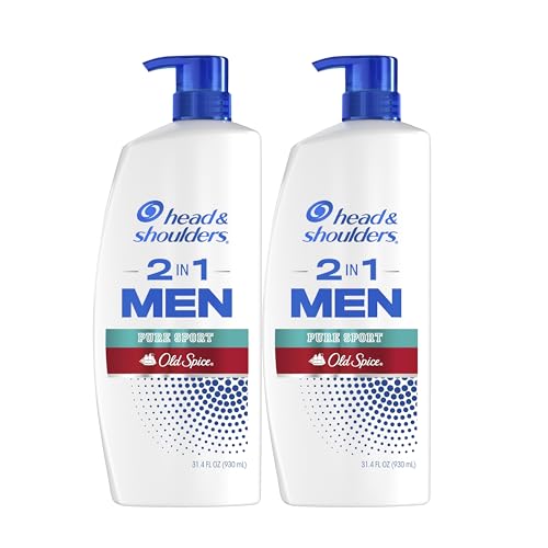 Head & Shoulders 2-in-1 Dandruff Shampoo and Conditioner Set, Clinically Proven Dandruff & Itch Relief, Lemon-Lime Scent of Old Spice Pure Sport, Nourish Scalp & Hair, 31.4 Fl Oz Each, 2 Pack