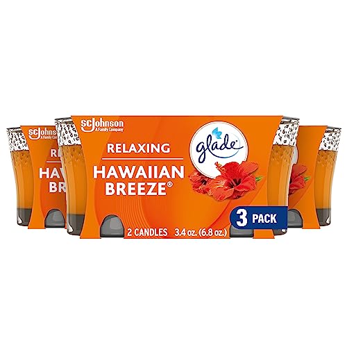 Glade Candle Jar, Air Freshener, Hawaiian Breeze, 3.4 Oz, 6 Count