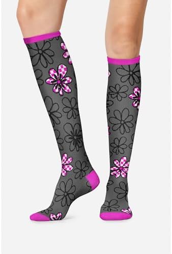 Cherokee Women's 10-15mmHg Compression Socks – Fun Print Knee Highs with Light Support, Soft Feel - PRINTSUPPORT