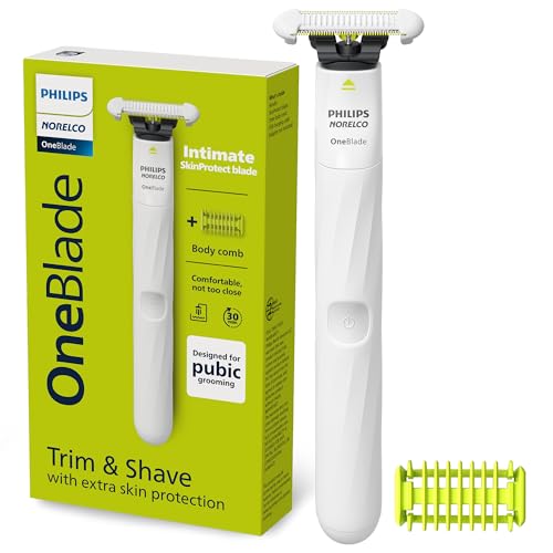 Philips Norelco OneBlade Intimate, Designed for Pubic Grooming, Trim & Shave with Extra Skin Protection, Model QP1924/70